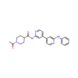 CC(=O)N1CCC(C(=O)Nc2cc(-c3ccnc(Nc4ccccc4)c3)ccn2)CC1 ZINC000028570289