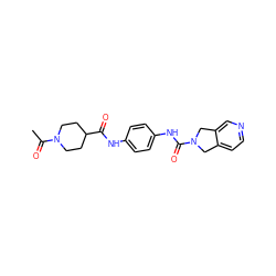 CC(=O)N1CCC(C(=O)Nc2ccc(NC(=O)N3Cc4ccncc4C3)cc2)CC1 ZINC000167466785