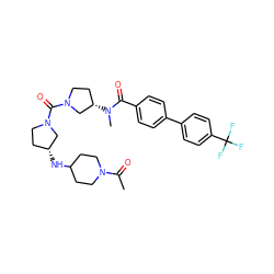 CC(=O)N1CCC(N[C@@H]2CCN(C(=O)N3CC[C@H](N(C)C(=O)c4ccc(-c5ccc(C(F)(F)F)cc5)cc4)C3)C2)CC1 ZINC000036351631