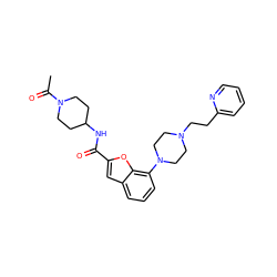 CC(=O)N1CCC(NC(=O)c2cc3cccc(N4CCN(CCc5ccccn5)CC4)c3o2)CC1 ZINC000149310494