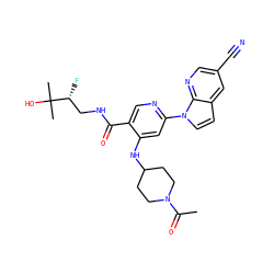 CC(=O)N1CCC(Nc2cc(-n3ccc4cc(C#N)cnc43)ncc2C(=O)NC[C@@H](F)C(C)(C)O)CC1 ZINC001772637004