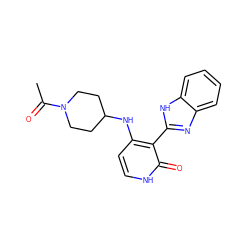 CC(=O)N1CCC(Nc2cc[nH]c(=O)c2-c2nc3ccccc3[nH]2)CC1 ZINC000653720578