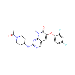 CC(=O)N1CCC(Nc2ncc3cc(Oc4ccc(F)cc4F)c(=O)n(C)c3n2)CC1 ZINC000071317264