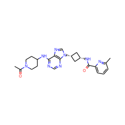 CC(=O)N1CCC(Nc2ncnc3c2ncn3[C@H]2C[C@@H](NC(=O)c3cccc(C)n3)C2)CC1 ZINC001772647937