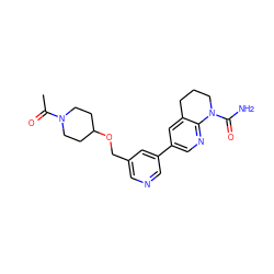 CC(=O)N1CCC(OCc2cncc(-c3cnc4c(c3)CCCN4C(N)=O)c2)CC1 ZINC001772580313