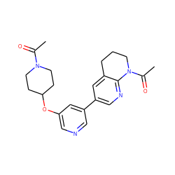 CC(=O)N1CCC(Oc2cncc(-c3cnc4c(c3)CCCN4C(C)=O)c2)CC1 ZINC001772637809