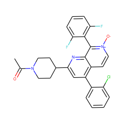 CC(=O)N1CCC(c2cc(-c3ccccc3Cl)c3cc[n+]([O-])c(-c4c(F)cccc4F)c3n2)CC1 ZINC000082150371