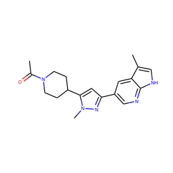 CC(=O)N1CCC(c2cc(-c3cnc4[nH]cc(C)c4c3)nn2C)CC1 ZINC000146475920