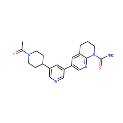 CC(=O)N1CCC(c2cncc(-c3cnc4c(c3)CCCN4C(N)=O)c2)CC1 ZINC001772593620