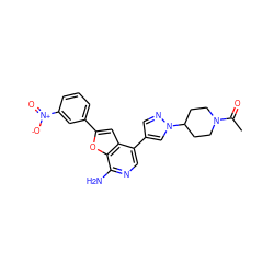 CC(=O)N1CCC(n2cc(-c3cnc(N)c4oc(-c5cccc([N+](=O)[O-])c5)cc34)cn2)CC1 ZINC000096274088