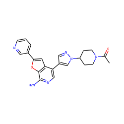 CC(=O)N1CCC(n2cc(-c3cnc(N)c4oc(-c5cccnc5)cc34)cn2)CC1 ZINC000096274077