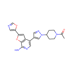 CC(=O)N1CCC(n2cc(-c3cnc(N)c4oc(-c5cnco5)cc34)cn2)CC1 ZINC000096274070