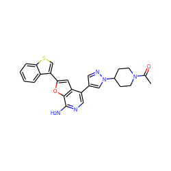 CC(=O)N1CCC(n2cc(-c3cnc(N)c4oc(-c5csc6ccccc56)cc34)cn2)CC1 ZINC000096274085