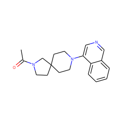 CC(=O)N1CCC2(CCN(c3cncc4ccccc34)CC2)C1 ZINC001772596055