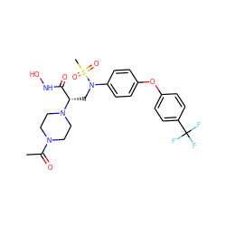 CC(=O)N1CCN([C@@H](CN(c2ccc(Oc3ccc(C(F)(F)F)cc3)cc2)S(C)(=O)=O)C(=O)NO)CC1 ZINC000029039868