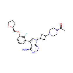 CC(=O)N1CCN([C@H]2C[C@@H](n3cc(-c4cccc(OC[C@@H]5CCCO5)c4F)c4c(N)ncnc43)C2)CC1 ZINC000653736015