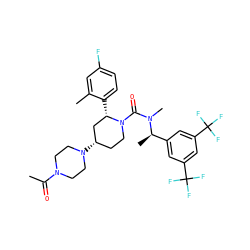 CC(=O)N1CCN([C@H]2CCN(C(=O)N(C)[C@H](C)c3cc(C(F)(F)F)cc(C(F)(F)F)c3)[C@@H](c3ccc(F)cc3C)C2)CC1 ZINC000042856596