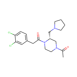 CC(=O)N1CCN(C(=O)Cc2ccc(Cl)c(Cl)c2)[C@H](CN2CCCC2)C1 ZINC000003800861