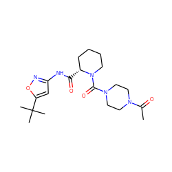 CC(=O)N1CCN(C(=O)N2CCCC[C@H]2C(=O)Nc2cc(C(C)(C)C)on2)CC1 ZINC000143646671