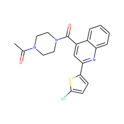 CC(=O)N1CCN(C(=O)c2cc(-c3ccc(Cl)s3)nc3ccccc23)CC1 ZINC000012868715