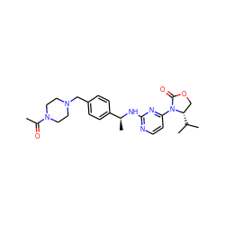 CC(=O)N1CCN(Cc2ccc([C@H](C)Nc3nccc(N4C(=O)OC[C@@H]4C(C)C)n3)cc2)CC1 ZINC000205161495