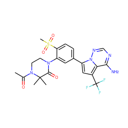 CC(=O)N1CCN(c2cc(-c3cc(C(F)(F)F)c4c(N)ncnn34)ccc2S(C)(=O)=O)C(=O)C1(C)C ZINC001772650682