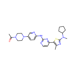 CC(=O)N1CCN(c2ccc(Nc3nccc(-c4sc(N(C)C5CCCC5)nc4C)n3)nc2)CC1 ZINC001772576981