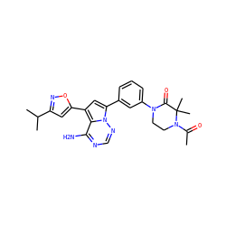 CC(=O)N1CCN(c2cccc(-c3cc(-c4cc(C(C)C)no4)c4c(N)ncnn34)c2)C(=O)C1(C)C ZINC001772601096