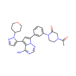 CC(=O)N1CCN(c2cccc(-c3cc(-c4ccnn4C4CCOCC4)c4c(N)ncnn34)c2)C(=O)C1 ZINC001772611942