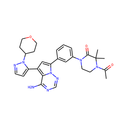 CC(=O)N1CCN(c2cccc(-c3cc(-c4ccnn4C4CCOCC4)c4c(N)ncnn34)c2)C(=O)C1(C)C ZINC001772622307