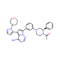 CC(=O)N1CCN(c2cccc(-c3cc(-c4ccnn4C4CCOCC4)c4c(N)ncnn34)c2)C[C@H]1c1ccccc1 ZINC001772656829