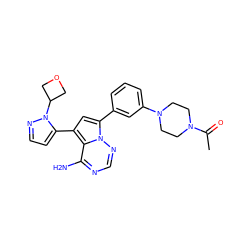 CC(=O)N1CCN(c2cccc(-c3cc(-c4ccnn4C4COC4)c4c(N)ncnn34)c2)CC1 ZINC001772652267