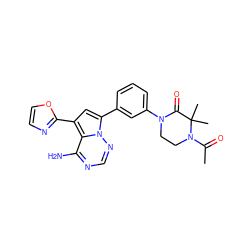 CC(=O)N1CCN(c2cccc(-c3cc(-c4ncco4)c4c(N)ncnn34)c2)C(=O)C1(C)C ZINC001772590885