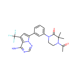 CC(=O)N1CCN(c2cccc(-c3cc(C(F)(F)F)c4c(N)ncnn34)c2)C(=O)C1(C)C ZINC001772629079