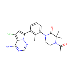 CC(=O)N1CCN(c2cccc(-c3cc(Cl)c4c(N)ncnn34)c2C)C(=O)C1(C)C ZINC001772647190