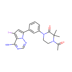 CC(=O)N1CCN(c2cccc(-c3cc(I)c4c(N)ncnn34)c2)C(=O)C1(C)C ZINC001772606512