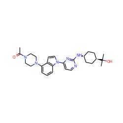 CC(=O)N1CCN(c2cccc3c2ccn3-c2ccnc(N[C@H]3CC[C@H](C(C)(C)O)CC3)n2)CC1 ZINC000261137295