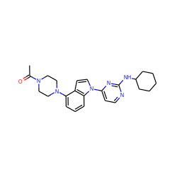 CC(=O)N1CCN(c2cccc3c2ccn3-c2ccnc(NC3CCCCC3)n2)CC1 ZINC000096173470