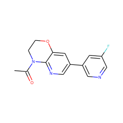 CC(=O)N1CCOc2cc(-c3cncc(F)c3)cnc21 ZINC000221446881