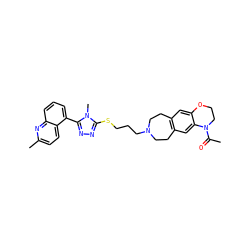 CC(=O)N1CCOc2cc3c(cc21)CCN(CCCSc1nnc(-c2cccc4nc(C)ccc24)n1C)CC3 ZINC000029127088