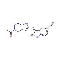 CC(=O)N1CCc2[nH]c(/C=C3\C(=O)Nc4ccc(C#N)cc43)cc2C1 ZINC000096272954