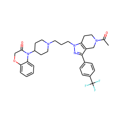 CC(=O)N1CCc2c(c(-c3ccc(C(F)(F)F)cc3)nn2CCCN2CCC(N3C(=O)COc4ccccc43)CC2)C1 ZINC000034804840