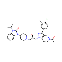 CC(=O)N1CCc2c(c(-c3ccc(Cl)c(C)c3)nn2C[C@H](O)CN2CCC(n3c(=O)n(C(C)C)c4ccccc43)CC2)C1 ZINC000028331159