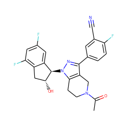 CC(=O)N1CCc2c(c(-c3ccc(F)c(C#N)c3)nn2[C@@H]2c3cc(F)cc(F)c3C[C@H]2O)C1 ZINC000206914074