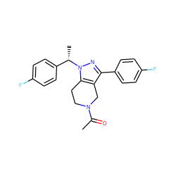 CC(=O)N1CCc2c(c(-c3ccc(F)cc3)nn2[C@@H](C)c2ccc(F)cc2)C1 ZINC000204890901