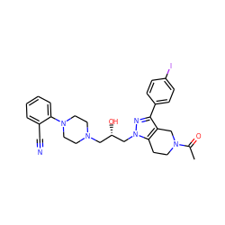 CC(=O)N1CCc2c(c(-c3ccc(I)cc3)nn2C[C@@H](O)CN2CCN(c3ccccc3C#N)CC2)C1 ZINC000028331484