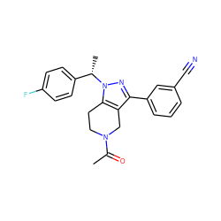 CC(=O)N1CCc2c(c(-c3cccc(C#N)c3)nn2[C@@H](C)c2ccc(F)cc2)C1 ZINC000204890727