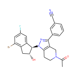 CC(=O)N1CCc2c(c(-c3cccc(C#N)c3)nn2[C@@H]2c3cc(F)cc(Br)c3C[C@H]2O)C1 ZINC000206891374