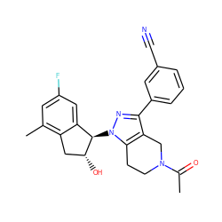 CC(=O)N1CCc2c(c(-c3cccc(C#N)c3)nn2[C@@H]2c3cc(F)cc(C)c3C[C@H]2O)C1 ZINC000206891434