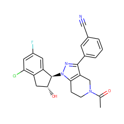 CC(=O)N1CCc2c(c(-c3cccc(C#N)c3)nn2[C@@H]2c3cc(F)cc(Cl)c3C[C@H]2O)C1 ZINC000206898618